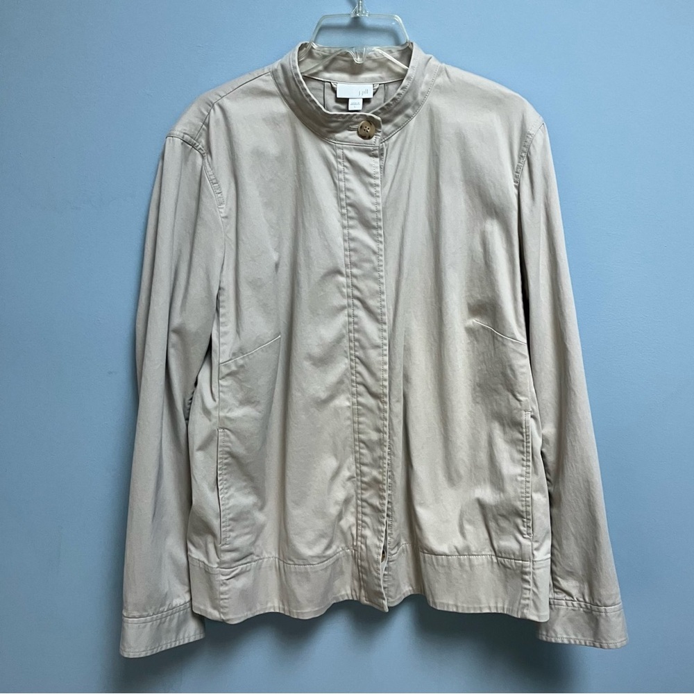 Women’s J Jill Jacket Light Tan With Tortoise Shell Buttons Size Large Loose Fit